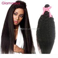Wholesale Glamorous Brazilian Human Hair Kinky Straight Piece Virgin Indian Malaysian Mongolian Hair Wefts Light Yaki Hair Weave for black women