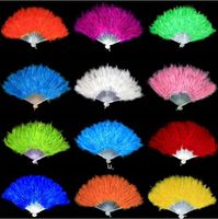 Wholesale Elegant White Folding Feather Fan Halloween Party Stage Performances Craft Fans Carnival Centerpiece Supplies RRE12859