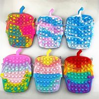 Wholesale Fidget Toys Shoulder Crossbody Bags Color Push Bubble Messenger Bag Silicone Small Purse Handbags Sensory Antistress for Girls Gifts Q2