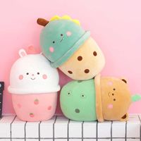 Discount animal shaped pillows kids 50cm Combined Animal Bubble Tea Cup Shaped Pillow Plush Toy Fully Stuffed Pillow Creative Gift for Kids Q0727