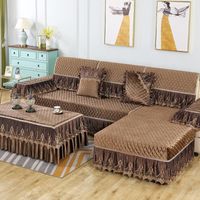 Wholesale Chair Covers Brown Luxury Sofa Cover D Fashion Diamond Embroidery Lace Towel Slipcover Non slip Cushion A Complete Living Room Set