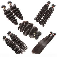 Wholesale Best A Raw Virgin Human Hair Weave Brazilian Peruvian Indian Malaysian Hair Body Wave Straight Loose Deep Curly Water Wave Wet and Wavy