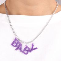 Wholesale Pendant Necklaces Oct Colors Glitter Acrylic Small Letter BABY Necklace For Women Trendy Jewelry Girl s Accessories