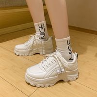 Wholesale 2021 Spring New Korean Style Large Size Dad Shoes Female Student All Matching Sneakers Womens Casual Platform Height Increasing Shoes