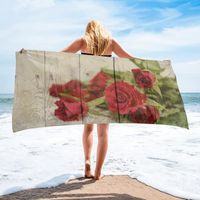 Wholesale Towel Valentine S Day Roses Wood Grain Bath Microfiber Travel Beach Towels Soft Quick Dry For Adults Yoga Mat