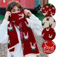 Wholesale Christmas Style Hijab Shawls Simple All match Women Soft Printed Scarves Stylish Cartoon Cute Colorful Christmas Scarf
