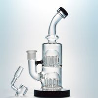 Wholesale Thick Glass Bong Hookahs Arms Tree Percolator Perc Oil Rigs Double Dab Rig mm Female Male Joint Water Pipes