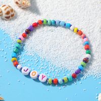 Wholesale Charm Bracelets Rttooas Korea Rainbow Acrylic Resin Women Couple Letter JOY Bead Bracelet Handmade Jewelry Gift
