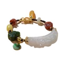 Wholesale 2021 New Real Pure S925 Sier Gold plated Natural Emerald Amber Beeswax Vintage Brave Butterfly Plum Blossom Bamboo Woman Bracelet Eiha