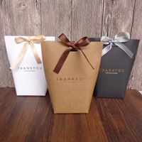 Wholesale Gift Wrap Paper Bag Thank You Merci Foldable Box Wedding Birthiday Party Favours Bags Handmade Candy Jewelry Necktie Gifts Craft Packaging
