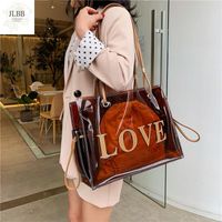 Wholesale Shoulder Bags Casual Women Totes Designer Clear Pvc For Lady Transparent Hand Bag Letter Print Large Capacity Fashion Jelly