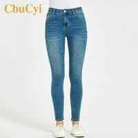 Wholesale Women s Jeans Spring Women Plus Size Elastic Blue Bleached Skinny Denim Pencil Pants Sexy High Waist Slim Cotton Trousers