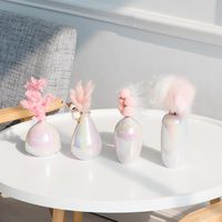Wholesale Vases Pink Vase Girl Heart Ceramic Creative Living Room Bedroom Home Ornament Rainbow Pearl Flower With Dried Flowers