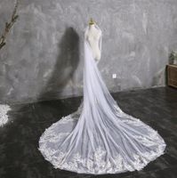 Discount royal length veil Bridal Veils Royal Long Handmade Exquisite Lace Flowers Veil | Soft Tulle Wedding Custom Length Elegant Ha