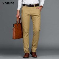 Wholesale VOMINT Mens Pants Cotton Casual Stretch male trousers man long Straight High Quality color Plus size pant suit X0721