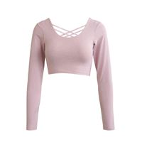 Wholesale 3d Customized New Style Chest Padded Back Long Sleeve Yoga Bra Coats Short Body Building Women Pilates Clothes