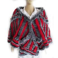 Wholesale Scarves Lady Genuine Knitted Rex Fur Shawl Women Pullover Female Pashmina Wedding Wraps LF21002ZGF