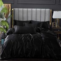 Wholesale Black Bedding Sets King Double Size PLA Cool Fiber Summer Used Single Bed Sheet Luxury Bedding Kit Duvet Cover Set Queen Size