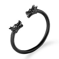 Wholesale Bangle Cable Wire Stainless Steel Dragon Bracelet Black Jewelry Fashion Viking Men Wristband Cuff Women