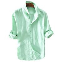 Wholesale Men s pure linen long sleeved shirts men brand clothing S XL colors solid white shirt camisa