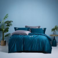 Wholesale Bedding Sets Solid Color Duvet Cover Modern Brief Embroidery Set For Women And Men TC Egyptian Cotton Silky Soft Quality Bed Linen