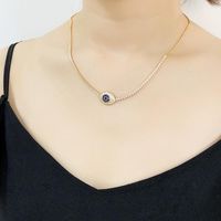 Wholesale Pendant Necklaces Blue Eye Choker Chain Necklace For Women Luxury Zirconia Light Gold Silver Color Anniversary Gift Jewelry G048