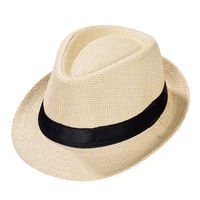 Wholesale Imixlot Colors Hot Fashion Summer Casual Unisex Beach Straw Hat Simple Casual Sun Protection Jazz Cap Kids Cowboy Hats