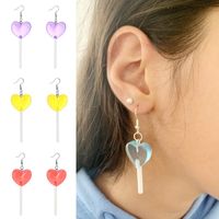 Wholesale Heart Shaped Fashion Long Pendant Hanging Colorful Lollipop Dangle Earrings Female Cute Charms Earring Jewelry Girl Gifts