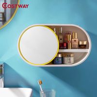 Wholesale Storage Boxes Bins Make Up Case Organize Makeup Mirror Rack Holder Bathroom Toiletries Shelf Wall Hanging Cosmetic Organizer