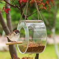 Wholesale Other Bird Supplies Acrylic Feeder Outdoor Hanging Transparent Food Seed Holder Box Window Viewing Tray Birdhouse Pet