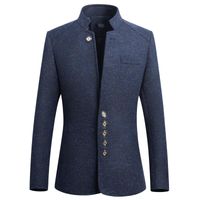 Wholesale Men s Stand Collar Suits High Quality Costume Chinese Tunic Suit Slim Men Single breasted jacket Plus Size XL