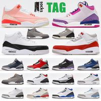 Wholesale With Sock Tag s mens Retro basketball shoes jumpman Racer Blue White Cement Pine Green fragment UNC men jordan3s trainers sports sneakers size