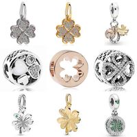 Wholesale Four Leaf Clover Series Pendant Charms Crystal Trinket Bead Jewelry Making for Women Gift Fit Original Pandora Bracelet Bangle
