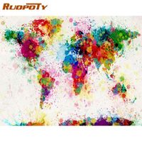 Wholesale Paintings RUOPOTY Diy Framed Oil Painting By Numbers Colorful Abstract Picture Number Hand Painted Acrylic Paint On Canvas Room Craft