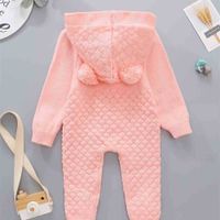 Wholesale Winter Baby Knitted Bodysuit Warm Fashion Kids Grils Long Sleeve One piece Sweater Hoodie Romper Casual Children s Jumpsuit with Button H929STJ4