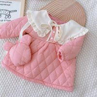 Wholesale Down Coat Toddler Girls Cotton Pink Solid Color Thicken Warm Children Outwear Clothing Christmas Kids Snow Jackets