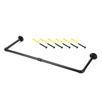 Wholesale Hooks Rails Clothes Rack Black Hanging Shelf Detachable Wall Mounted Space Saving Base Garment Easy Install Home Industrial Pipe Iron