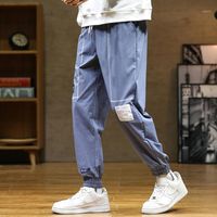 Wholesale Men s Pants Wind Casual Men Fall Loose Straight Wide legged Draw String Beam Feet Grey Tracksuit