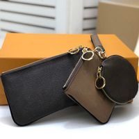 Wholesale 3 pieces Set Fashion Key bag Coin bag keychain leather wallet for short wallet Card holder women purse classic zipper pocket