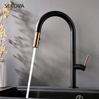 Wholesale Kitchen Faucets Brass Pull Out Faucet Cold And Mixer Sink Tap Blackened Double Water Setting Mode Black White