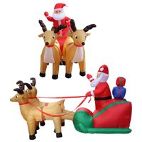 Wholesale Christmas Decorations Inflatable Santa Snowman Riding Reindeer Doll Set With Built in LED Winter Outdoor Funny Gift