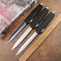 Wholesale Sharp feather blade quick open automatic knife outdoor self defense camping hunting survival belt nylon suit EDC tool