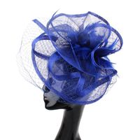 Wholesale Hair Accessories Millinery Sinamay Material Fascinator Headwear Royal Blue Women Wedding Kentucky Headpiece With Veils Cocktail Event Hats X