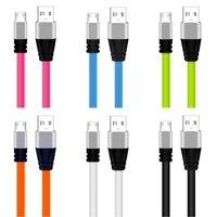 Wholesale 3FT Metal Flat Noodle Micro Type c USB Cables A fast Charging cable for samsung s6 s7 edge s8 note htc android phone