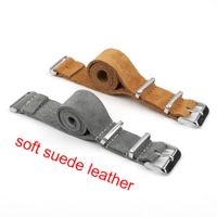Wholesale Onthelevel Soft Suede Watchband Nato Strap mm mm mm Genuine Leather Watch Belt Gray Blue Wrist Band Watch Accessoeies C