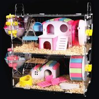Wholesale Small Animal Supplies Large Size Hamster House Acrylic Pet Cage Transparent Oversized Villa Guinea Pig Basic Toy Package Nest