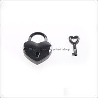 Wholesale Keychains Fashion Aessories Pc Vintage Car King Ring Padlock Heart Shape Key Tiny Suitcase Crafts Lock Set Lovers Locks Gifts Presents Drop