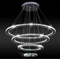 Wholesale Modern Chandeliers Pendant Light Fixture K9 Crystal Luxury Diamond Hanging Lamp Circle LED Stainless Steel Indoor Lighting for Living Romm Bedroom