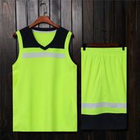 Wholesale Forest basketball jerseys set with pockets Stitching Men European size outdoor sports kit green black white hot sell summer