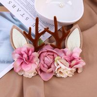 Wholesale Hair Accessories Christmas Antler Baby Girl Headbands Xmas Party Deer Eat Flower Crown Band Born Pography Props Head Wraps